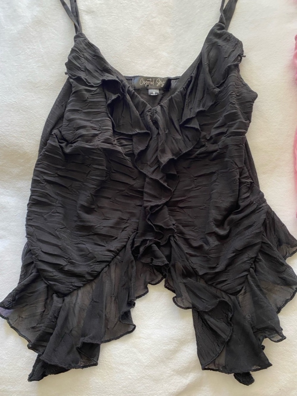 Chiffon Ruffle Black Camisole